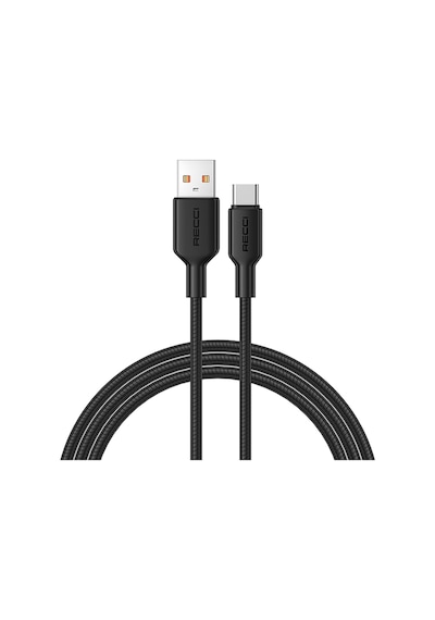Recci Rs46c Usb-a To Type-c 2.4a Hızlı Şarj Özellikli Data Ve Şarj Kablosu 100w 1.2m Siyah Siyah