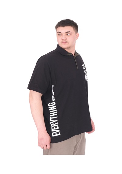 Mode Xl Büyük Beden Erkek T-shirt Polo Yaka Real U25309 Siyah Siyah