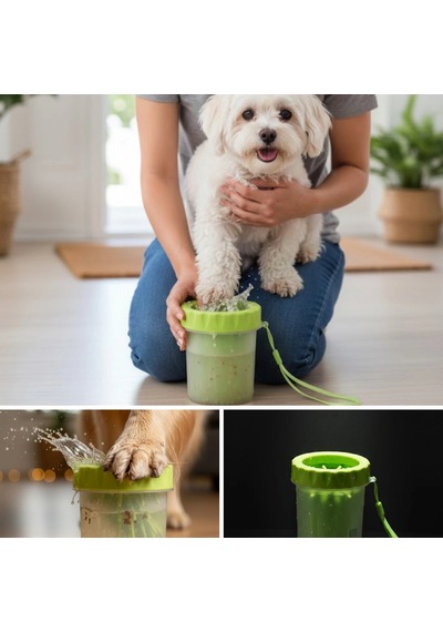 Köpek Pati Yıkama Kabı Yumuşak Silikon Fırçalı Taşınabilir Ayak Temizleyici
