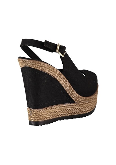 Fox Shoes Siyah Kadın Dolgu Topuklu Ayakkabı 9674070805