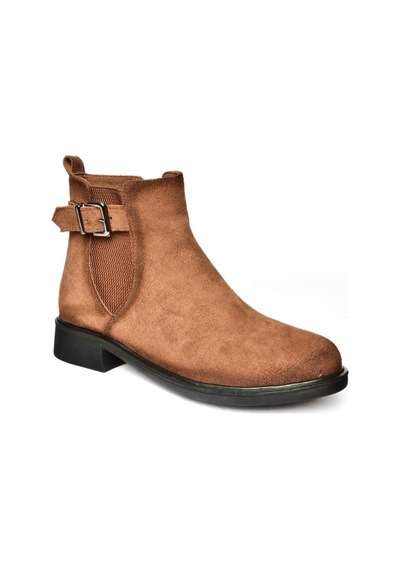 Fox Shoes R374050202 Taba Süet Alçak Tabanlı Kadın Bot Taba