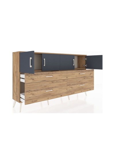 Arges Konsol 2 Raflı 4 Çekmeceli 4 Kapaklı 176x30x99 Çam-antrasit Çam-antrasit/çam Arges Konsol 2 Raflı 4 Çekmeceli 4 Kapaklı 176x30x99 Çam-antrasit Çam-antrasit/çam
