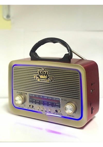 Rt-301 Nostaljik Görünümlü Bluetoothlu Mp3 Çalar Radyo Müzik Kutusu Kırmızı