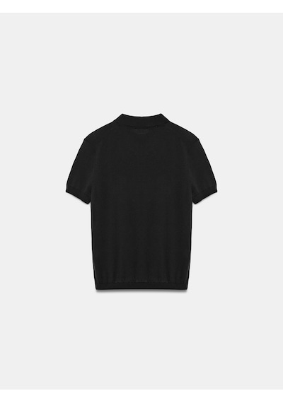Dilvin 10871 Lyocell Karışımlı Polo Yaka Bluz-siyah