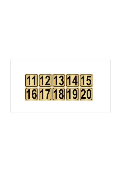Metal Kapı,masa,dolap Numarası 10cmx10cm 10 Adet (11…20) Altın Renk Metal