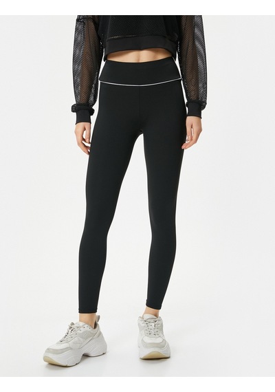 Koton Spor Tayt Yüksek Bel Çizgi Detaylı Slim Fit Siyah 4SAK40069NK999 Siyah