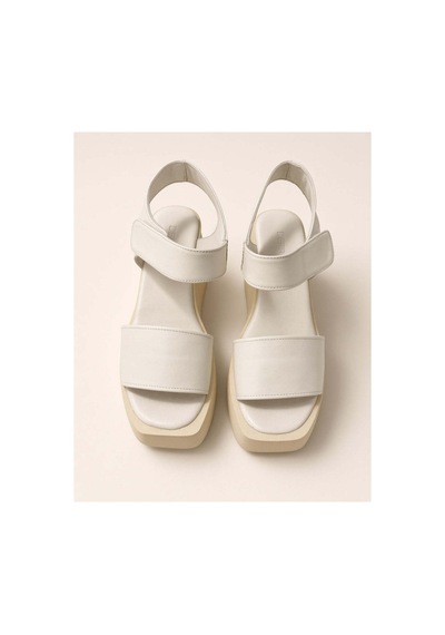 37brandshoes Hakiki Deri Dolgu Topuklu Bilek Bantlı Sandalet Beyaz Beyaz