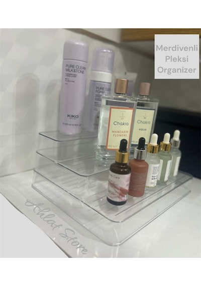 3 Merdivenli Pleksi Stand Baharatlık Standı Kozmetik Standı Sadece Stand Çok Renkli