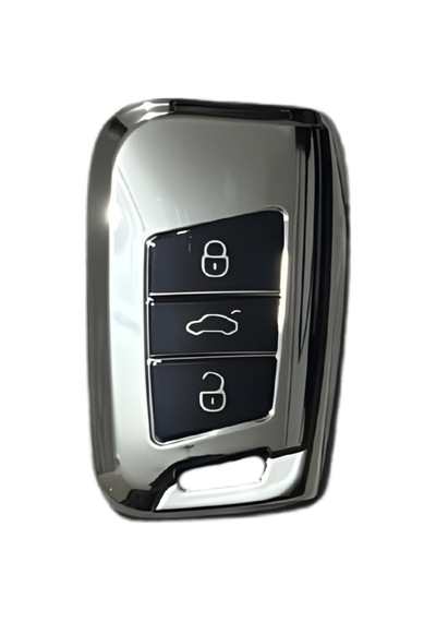 Autohan Keys Volkswagen Passat B8 Uyumlu Akıllı Anahtar Kumanda Kabı Kılıfı, Nano Krom Siyah Re Standart
