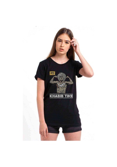 Ufc Khabib Time Baskılı Siyah Kadın Tshirt