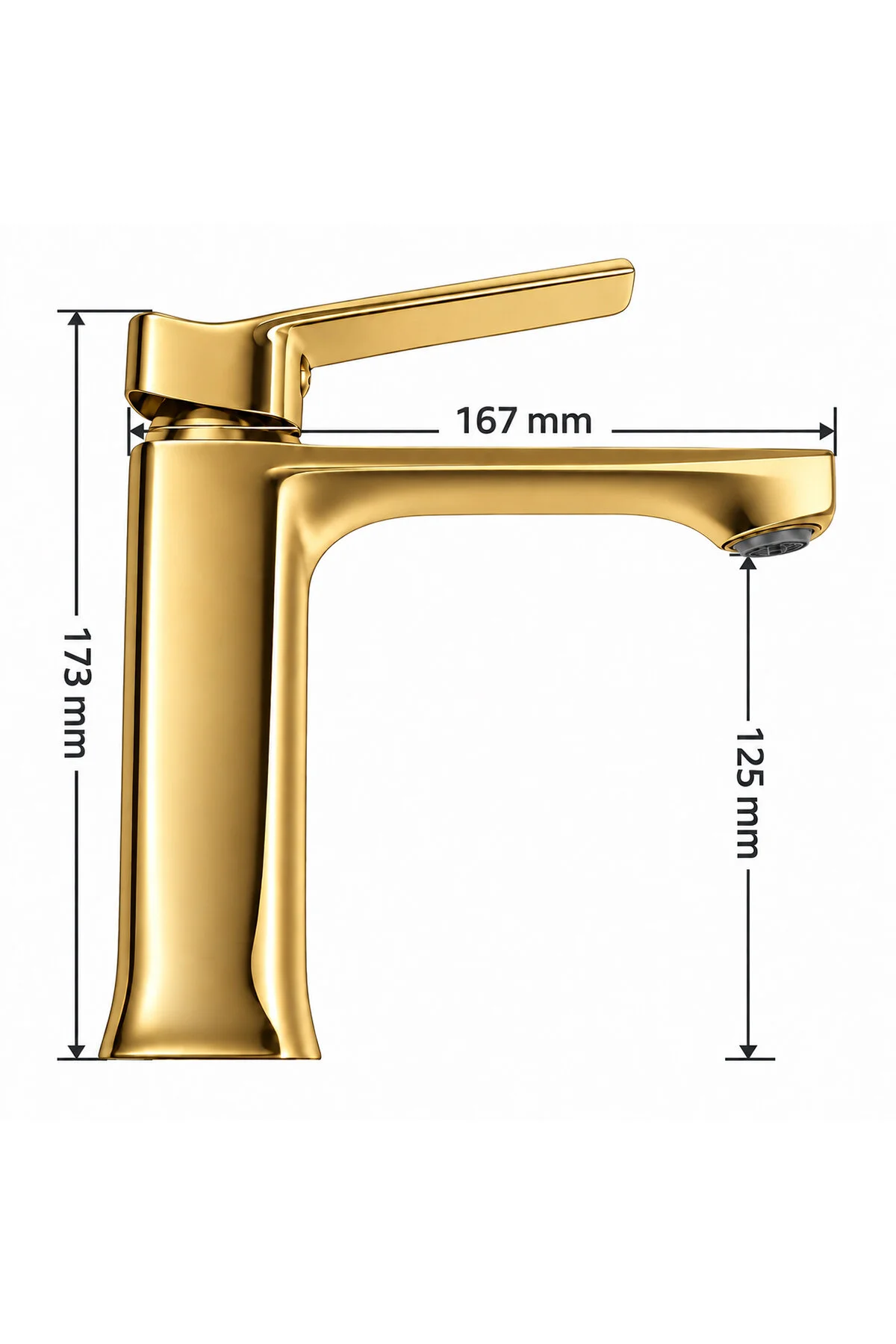 Jasper Gold Lavabo Bataryası Tek Kollu Modern Kare Tasarım Banyo Musluğu