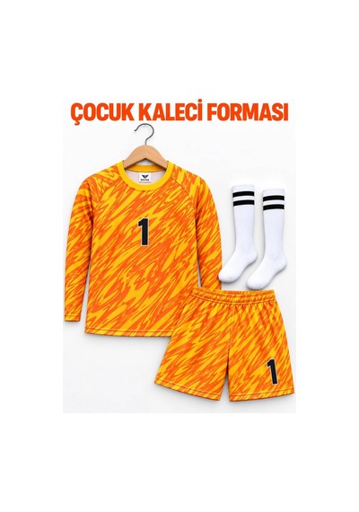 Sonvadi Kaleci Forması Turuncu Yetişkin Uzun Kol Şortlu Takım Çorap Turuncu