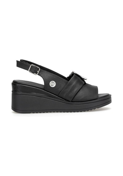Mammamia D26ys-5220 Kadın Hakiki Deri Dolgu Topuk Sandalet Siyah