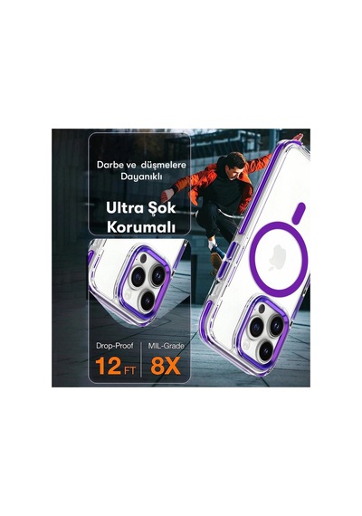 Joko Apple İphone 15 Pro Max Bella Magsafe Kapak - Derin Mor 0.2M-Çok Renkli