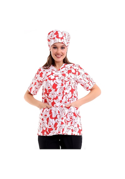 Zarf Yaka Desenli Üst - 11001 Kırmızı Micky-6082