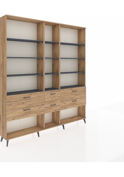 Arges Dolap 12 Raflı 6 Çekmeceli 220x30x243 Çam-antrasit/çam Antrasıt/atlas Çam Arges Dolap 12 Raflı 6 Çekmeceli 220x30x243 Çam-antrasit/çam Antrasıt/atlas Çam