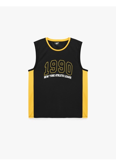 Koton Regular Fit Kolsuz Bisiklet Yaka Baskılı Spor Atlet Siyah 6sam30028nk