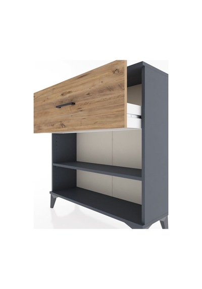 Arges Şifonyer Tek Raflı Tek Çekmeceli 88x30x96 Antrasit-çam Antrasit