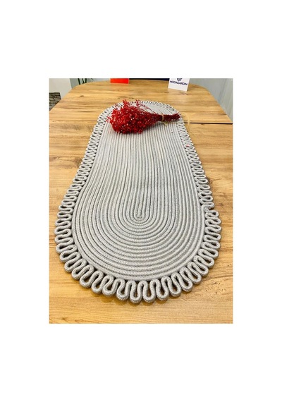 Jüt, Hasır, Dekoratif Masa Örtüsü, Runner 35x100 Cm, Amerikan Servis, Sehpa Örtüsü, Bohem Tarzı Gri Gri