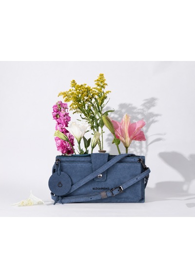 Bloominbag Iris Still Lozan Hakiki Süet Çapraz Askılı Telefon Bölmeli Cüzdan Çanta Mavi