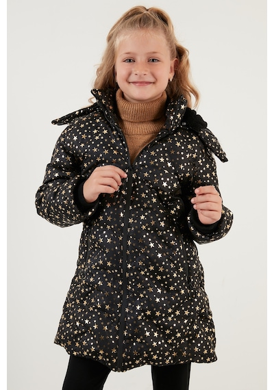 Lela Yakası Suni Kürklü Yıldız Desenli Çıkarılabilir Kapüşonlu Peluş Astarlı Kışlık Kız Çocuk Mont 5760050 Siyah Lela Yakası Suni Kürklü Yıldız Desenli Çıkarılabilir Kapüşonlu Peluş Astarlı Kışlık Kız Çocuk Mont 5760050 Siyah