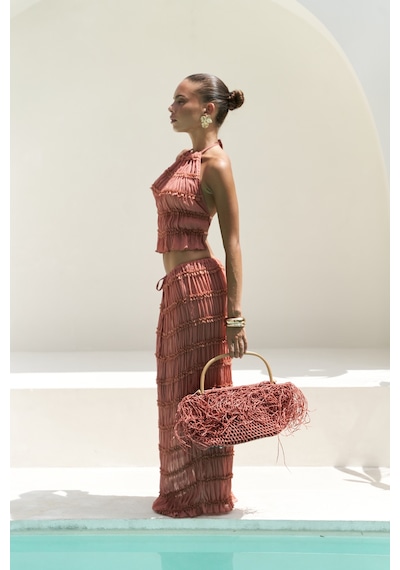Mai Collection Mai Studios Co. Sofi Transparan Tarçın Crop Etek Takım Tarçın