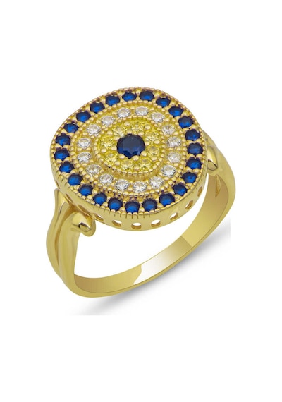 Stillove Gümüş Gold Oval Nazarlı Kadın Yüzük