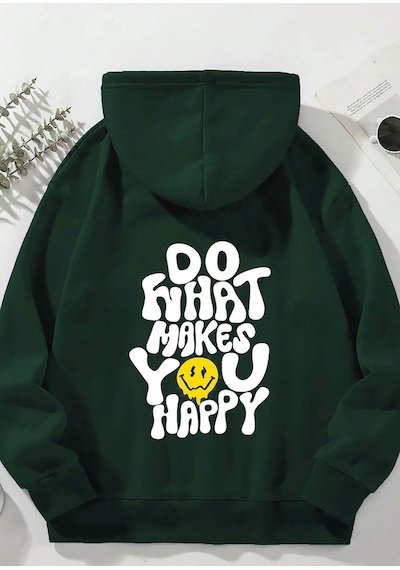 Blackjack Giyim Kadın Do What Baskılı Kapüşonlu Sweatshirt Yeşil