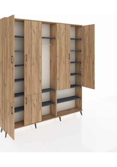 Arges Dolap 15 Raflı 5 Kapaklı Tek Askılı 220x30x243 Çam-çam/antrasit Atlas Çam/antrasıt Arges Dolap 15 Raflı 5 Kapaklı Tek Askılı 220x30x243 Çam-çam/antrasit Atlas Çam/antrasıt