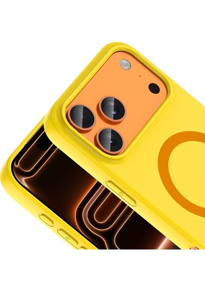 Maks Technology iPhone Uyumlu 17 Pro Max Kılıf M-safe Şarj Özellikli Mkst Aris Silikon Kapak - Sarı