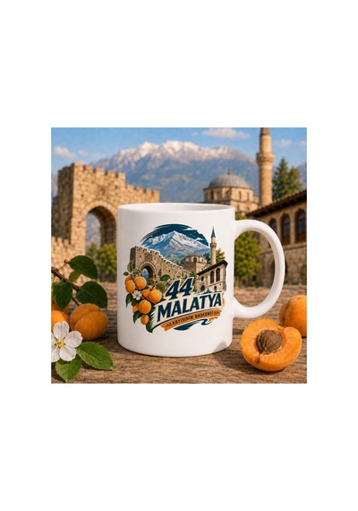 Malatya Temalı Kupa Bardak Şehir Silüeti Desen 1 Beyaz Beyaz