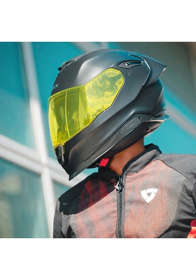 Nexx Y.100r Fullblack Mat Siyah Kask Sarı + Şeffaf Vizör Mat Siyah