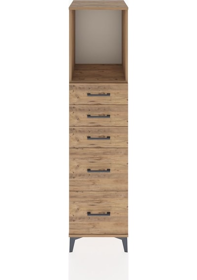 Hyperion Dolap Tek Raflı 5 Çekmeceli 44x44x182 Çam-çam Çam
