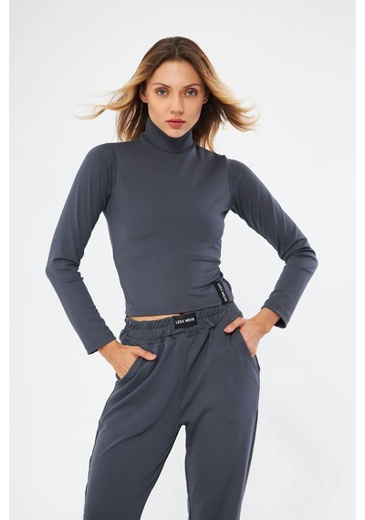 Lesa Wear Soft Touch Balıkçı Yaka Bluz Antrasit Antrasit