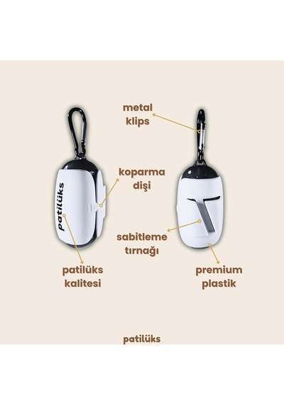 Patilüks Premium Metal Klipsli Köpek Kaka Poşeti Aparatı - Sarsıntı Önleyici Sabitleme Tırnaklı Genel