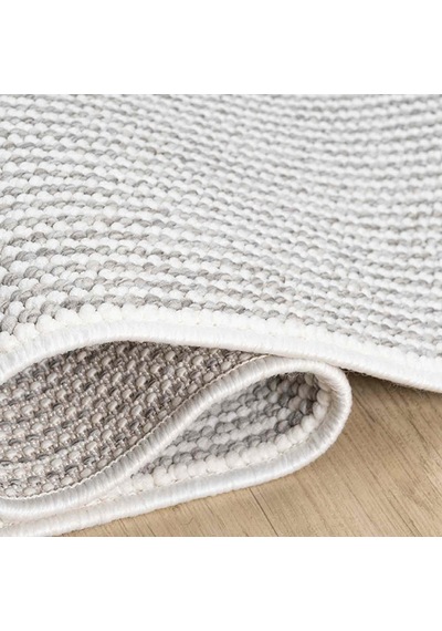 Krem Bukle Dokulu Düz Renk Modern Halı - Bk0360 Gri