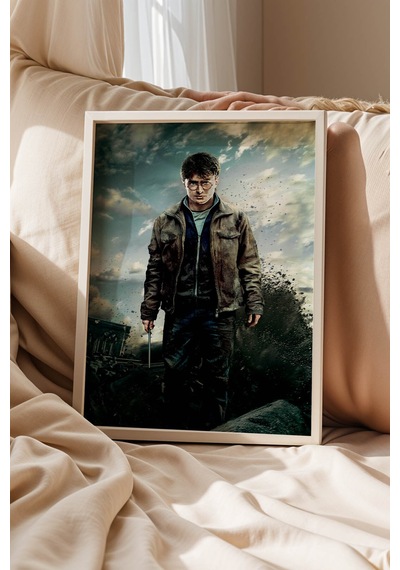 Harry Potter Hogwarts Savaşı Çerçeveli Tablo - Lüks Seçilmiş Kişi Karakter Posteri Duvar Dekoru Beyaz