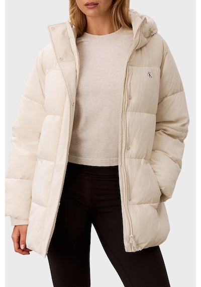 Calvin Klein Regular Fit Kapüşonlu Kemer Detaylı Mont Lv047d507g67u Kadın Mont Lv047d507g 67u Ekru