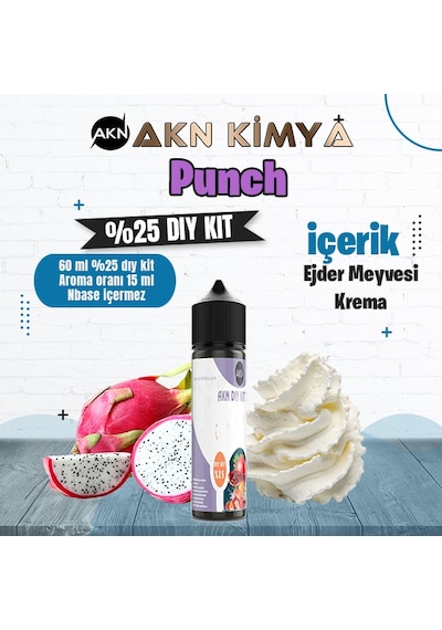 Punch Yoğun Dıy Kit Ejder Meyvesi Krema Gıda Aroması %25 Oranda Aroma İçerir Hazır Değildir 60 Ml