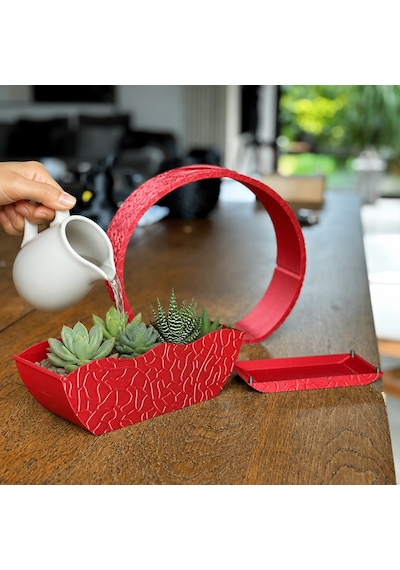 3d Baskı Self-watering Planter - Kendi Kendini Sulayan Saksı-kırmızı Çok Renkli