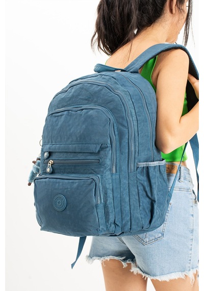 Çanta Trend Maymuncuk + Ultra Hafif Çok Cepli Krinkıl Sırt Çantası Unisex Mavi