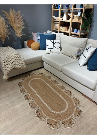 Mavaux Matrix Jüt Kilim, Paspas, Mutfak Halısı, Banyo Paspası, Kilim, Halı, Oturma Odası Halısı Krem - Bej