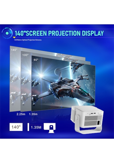 İdragon Hy350max Android 14 Akıllı Projeksiyon Cihazı 1080p Full Hd 500 Ansı Lümen Wifi 6 Bluetooth 5.4 Auto Focus Ultra Kısa Mesafe 4k/8k Destekli Mini Projeksiyon