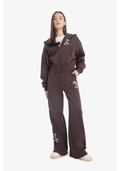 Defacto Coool Oversize Geniş Kalıp Kapüşonlu Sırt Baskılı Fermuarlı Sweatshirt E9583ax25wnbn258 Kahve