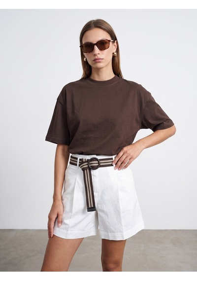 Dilvin 31017 %100 Pamuk Basic T-shirt-koyu Kahve Kahverengi