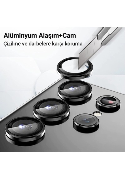 Samsung Samsung Uyumlu Galaxy Z Flip 5 Valdez Metal Kamera Lens - Siyah Diğer