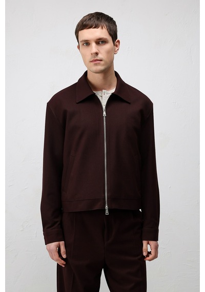 Antioch Relaxed Fit Fermuarlı Erkek Mont Bordo