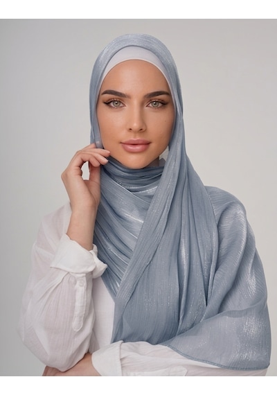 İpek Dükkanı Organza Shımmer Abiye Üzeri Parlak Şal Bebe Mavi