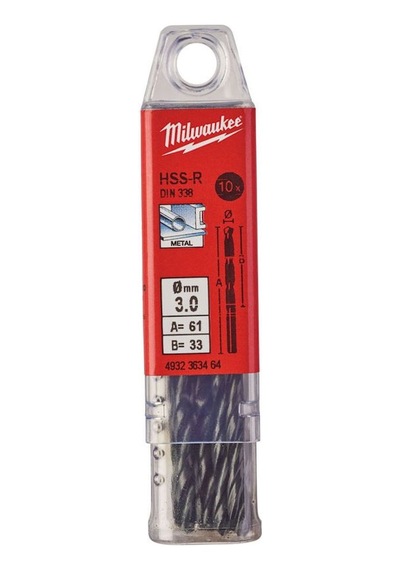 Milwaukee 3.0x61 MM HSS-R Metal Matkap Ucu DIN 338 10'lu Paket