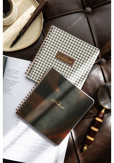 15x16 Spiralli Karton Kapak 2'li Kareli Not Defter Seti - Kahverengi Aura Çok Renkli